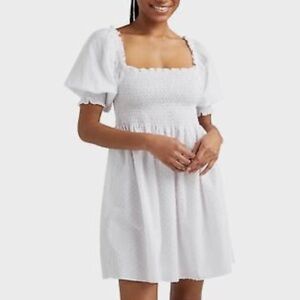 Hill House Athena Nap Dress in Sheer White Swiss Dot, XS